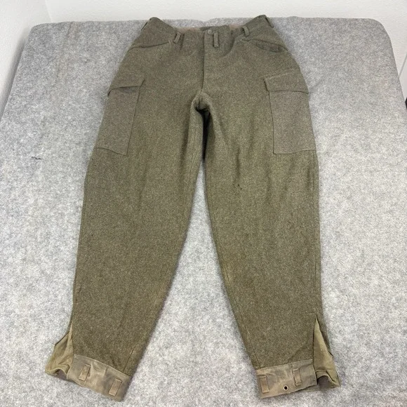 VTG WWII Pants Swedish Army Crown M39 30x32 Wool Cargo Military Trousers 1941