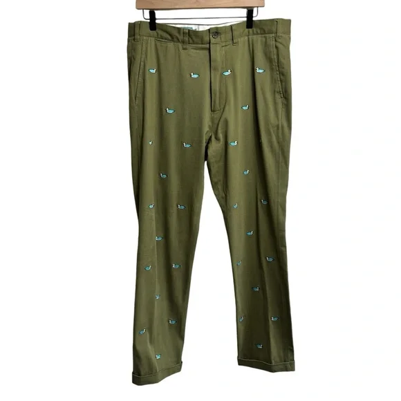Castaway Nantucket Island Mens Size 35 Pants Chinos Mallard Duck Cotton Trousers