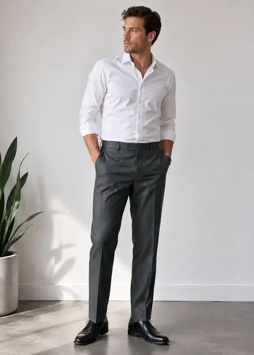 Alberto Danelli Dark Gray Flat Front Dress Pants Career Office 36x30
