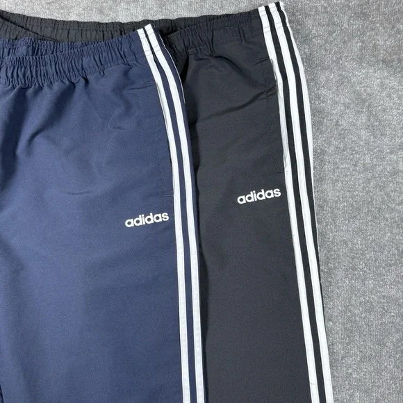 Lot of 2 - Adidas Pants Men's XL Black Blue Essential 3 Striped Joggers