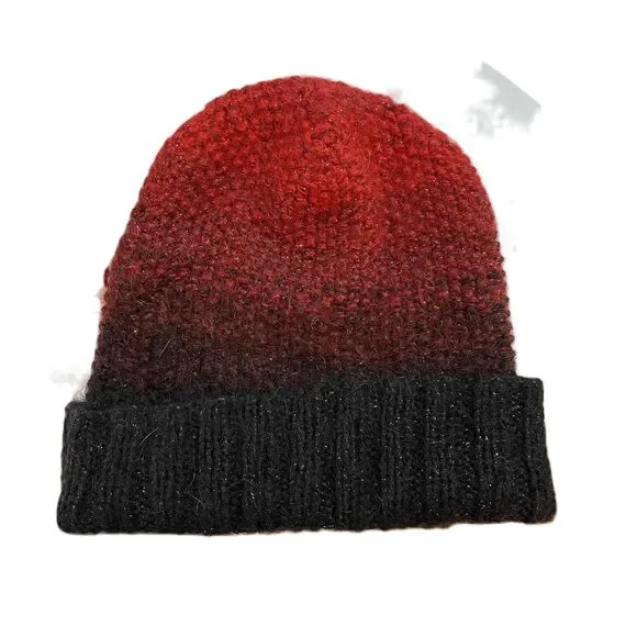 Eugenia Kim Metallic Knit Beanie Hat Color Gradient Folded Cuff‎ Womens