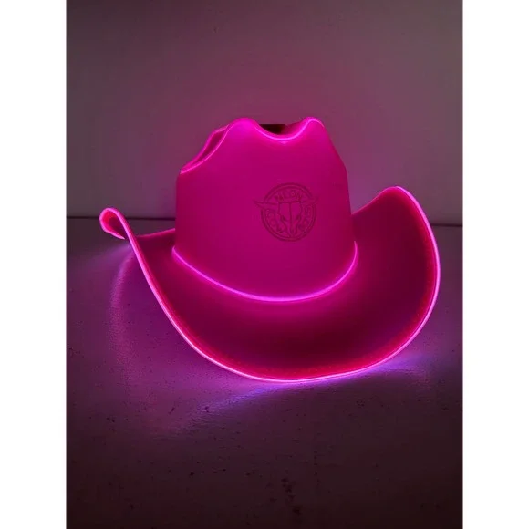 Neon Cowboys Pink Light Up LED Cowboy Hat Festival Rave Western Party Accessory