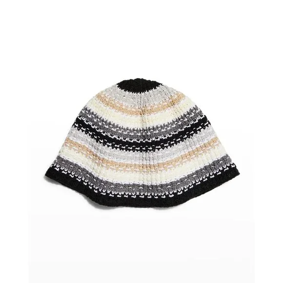 Carolyn Rowan Multicolor Striped Knit Bucket Hat Gray OS New Womens