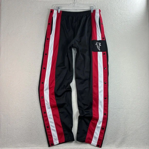 Vintage Atlanta Falcons Track Pant Men L Black Red Tearaway Breakaway Phenom NFL