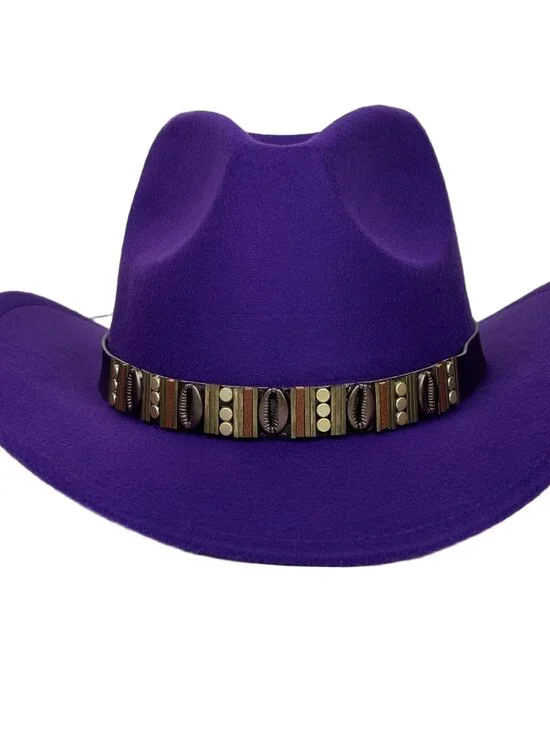 Purple Western Cowboy Hat Wide Brim Ranch Rodeo Cowgirl Festival Boho Hat