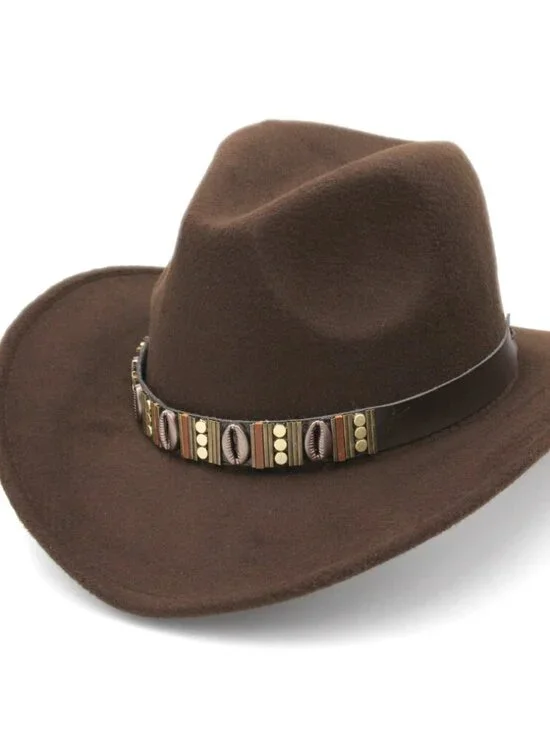 Brown Western Cowboy Hat Wide Brim Ranch Rodeo Cowgirl Festival Boho Costume Hat