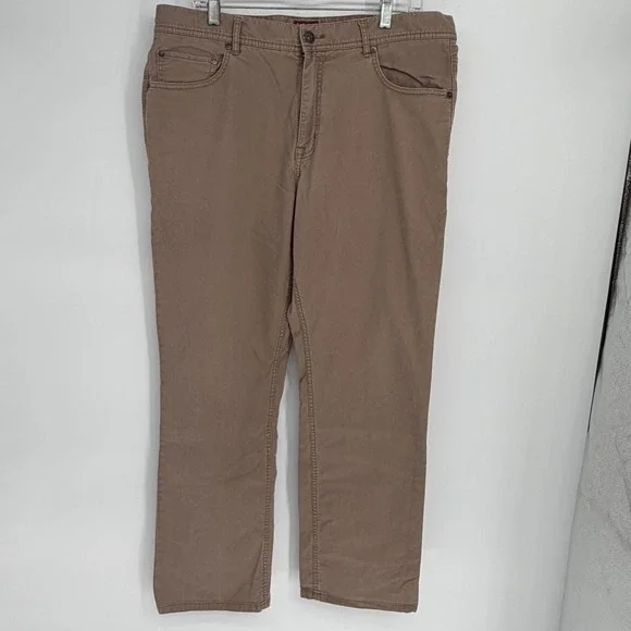 Red Ale by Alesbury Mens Relaxed Straight Pants 36x32 Khaki Tan 5 Pocket Stretch