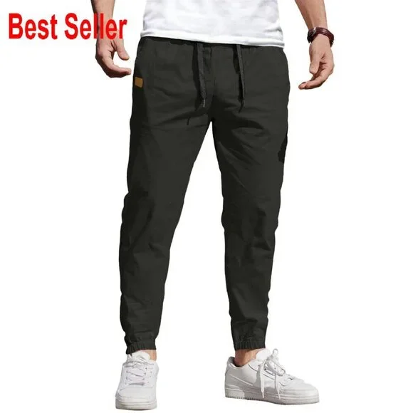 Men's Cotton Jogger Pants Cargo Style Casual Hiking Outdoor Activewear