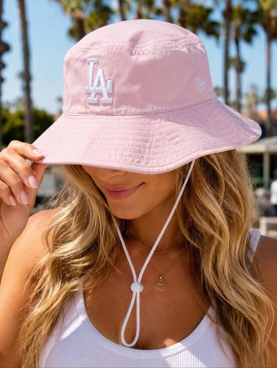 🩷 New Era LA Dodgers Pink Bucket Hat | Genuine Merchandise | One Size