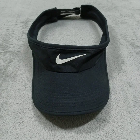 Nike‎ Hat Womens OSFM Black Adjustable Visor Featherlight Dri Fit Tennis Golf