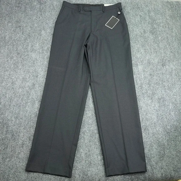 Sean John Dress Pants Mens 34x32 (Fits 34x33) Grey Flat Front Trousers