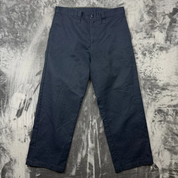 Dickies Work Pants Mens 33 Navy Blue Excellent Straight Leg Twill Trousers
