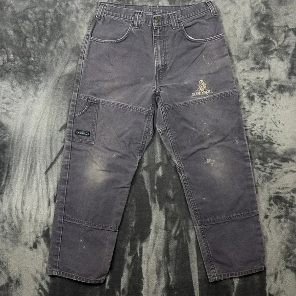 Arborwear Double Knee Work Pants Mens 32x28 Grey Fair Distressed Canvas Utility