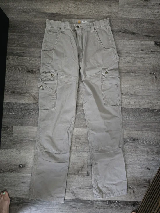 Carhartt Khaki/Tan Cargo Pants with Multiple Utility Pockets