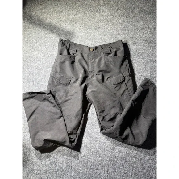 Mens Black Ripstop Tactical Cargo Pants Multi Pocket Utility Work Trousers L