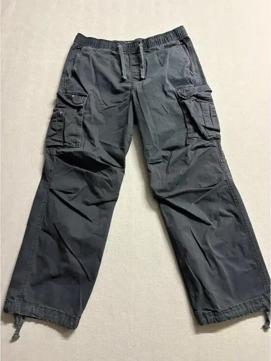H&M Relaxed Fit Cargo Pants Mens Medium Gray Cotton Blend Drawstring Jogger