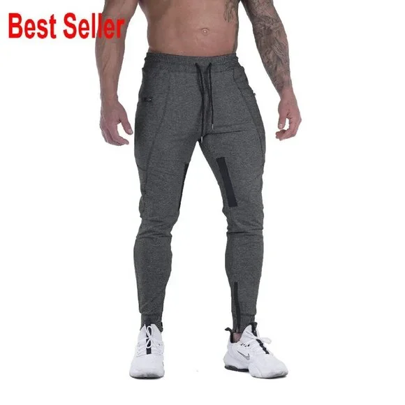 Slim Fit Joggers with Mesh Panels Zipper Pockets Activewear Gym Training Pants