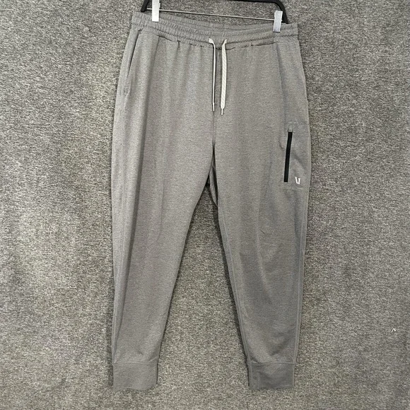 Vuori Sunday Performance Jogger Pants Mens XL Gray Jersey Knit Zip Athletic
