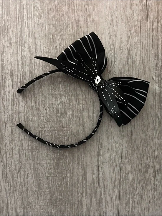 Disney Black and White Striped Bow nightmare before Christmas Headband