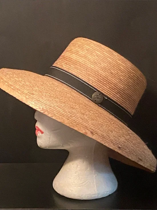 Tula Of Austin Texas Straw Wide Brim Hat Sun  Tan Woven Made in Mexico OS