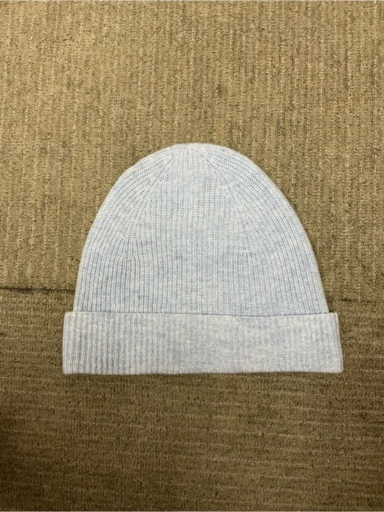 Brodie Cashmere Classic Ribbed Beanie in Light Blue