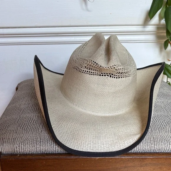 Rodeo Rough Woven Cowboy Hat Cream w/ Black Trim by Bailey