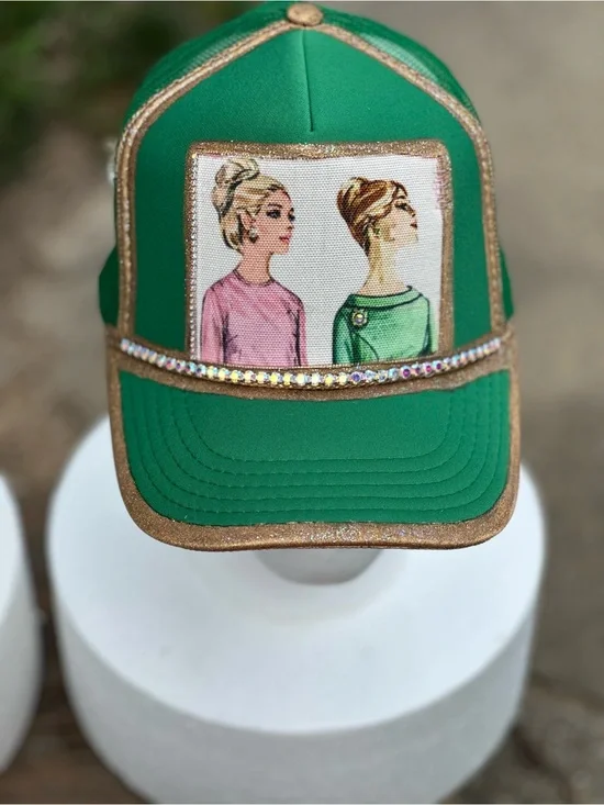 OTTO Green Women's Embellished Cap with Portrait Patch Custom Champ Collection.