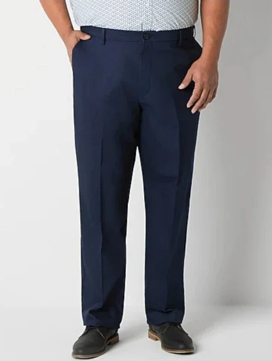 Dockers Khaki Pants 46x29 Navy Signature Iron Free Straight Cotton Stretch NEW