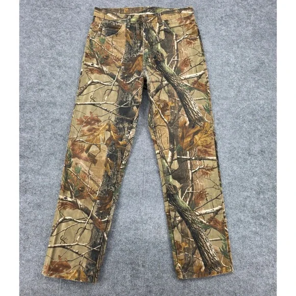 Wrangler Pro Gear Realtree Camo Pants Mens 34x32 Straight Leg Cotton PG001AP