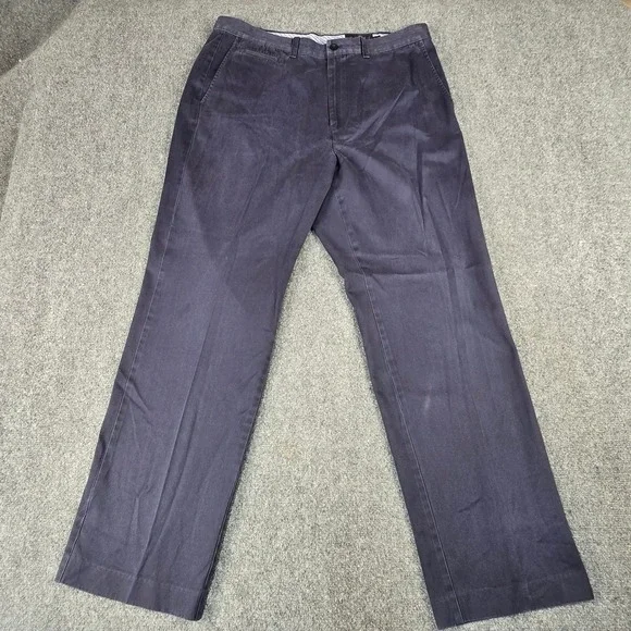 Hart Schaffner Marx Mens 36x30 Navy Blue Pima Cotton Flat Front Chino Pants