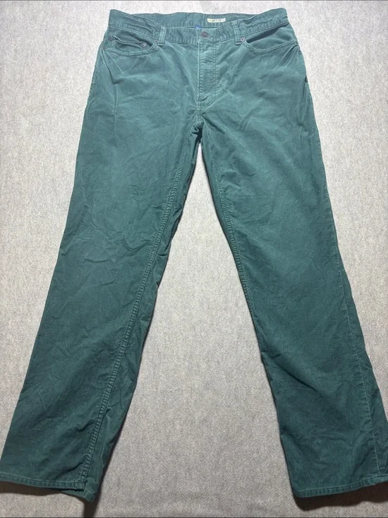 VTG Polo Ralph Lauren Pants Mens 32x32 Green Preston Corduroy Preppy (6)