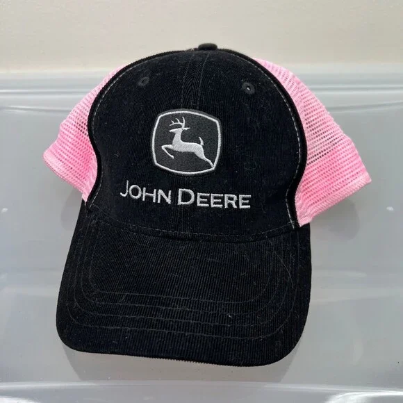 John Deere Hat Womens Adjustable Black Snapback‎ Trucker Cap Mesh Back Tractor