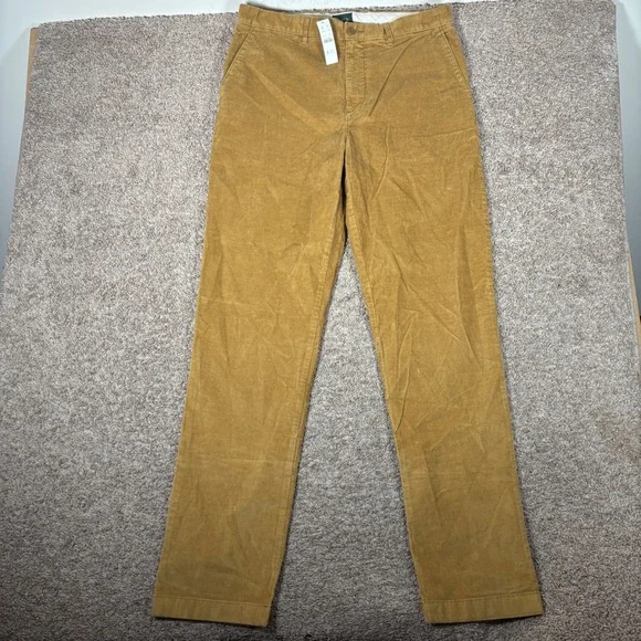 J.Crew Mens Oarsman Classic Straight Corduroy Pants 34x36 Mustard Tan Stretch