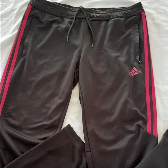 Adidas Black Joggers with dark pinkAccents size L