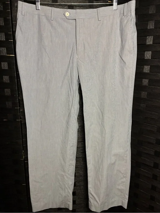 Michael Kors Blue and White Pinstriped Men's Chinos - Classic Straight Fit