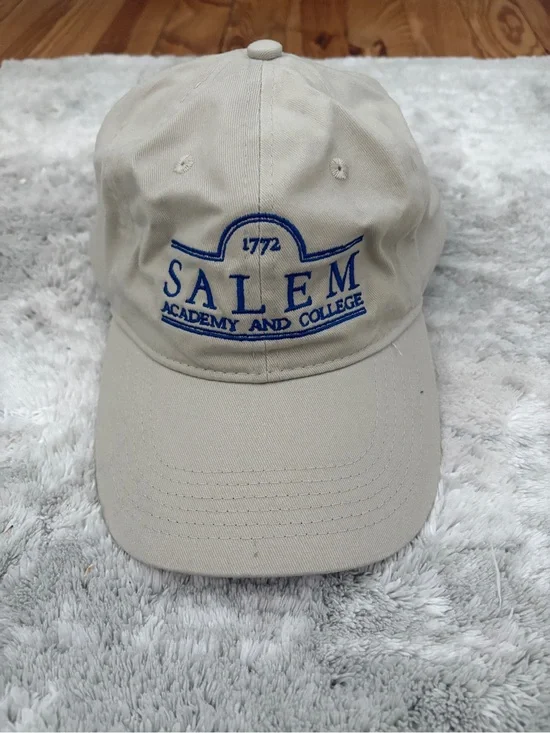 Salem Academy and College Beige Hat with Blue Embroidery