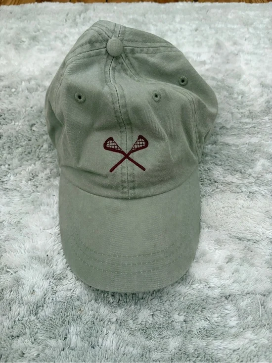 Olive Green/Greyish Lacrosse Embroidered Baseball Cap