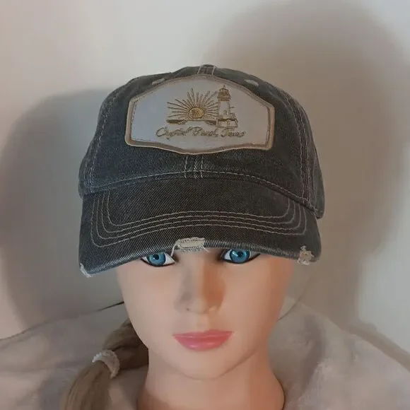 Crystal Beach Texas Gray Denim Cap