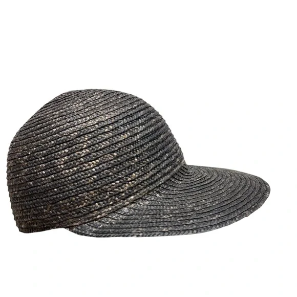 Ladies Saks Fifth Ave Woven Straw‎ Hat with Brim Black and Brown