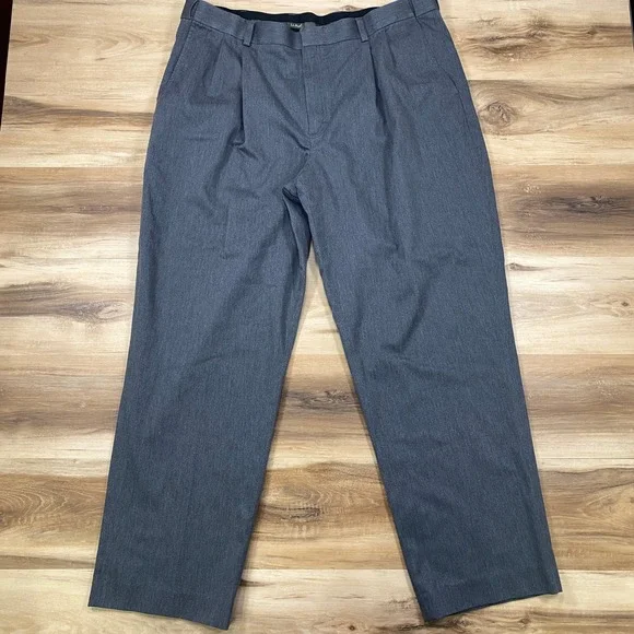 L.L. Bean Comfort Waist Pants Mens 40 Heritage Cotton Pleated Classic Gray