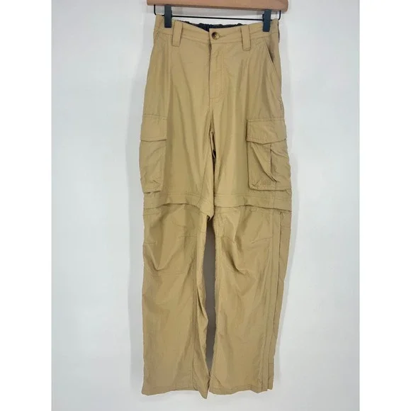 REI Convertible Cargo Hiking Zip Cuff Stretch Waist Khaki Nylon Men Small 30L