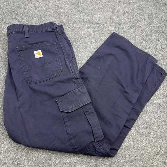Carhartt FR Cargo Work Pants HRC 2 Mens 42x30 Navy Blue (FRB240-DNY)