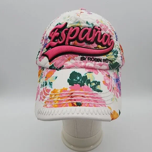 Robin Ruth Espana Quilted Hat Cap Allover Floral Embroidered Snapback Adjustable