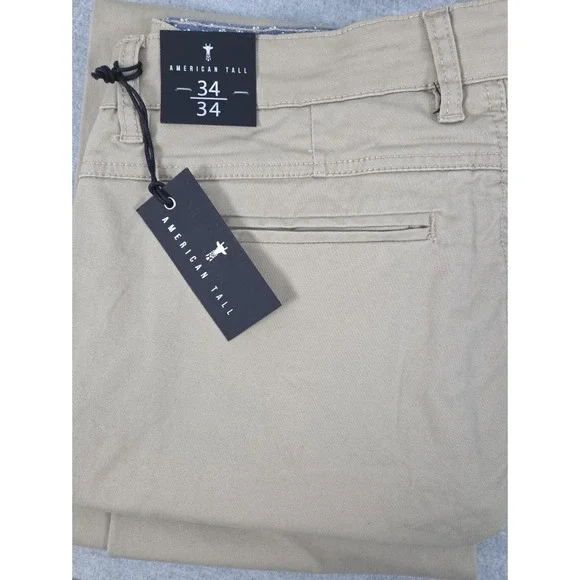 American Tall Khaki Chino Pants 34x34 Mason Semi Relaxed Stretch Comfort NEW