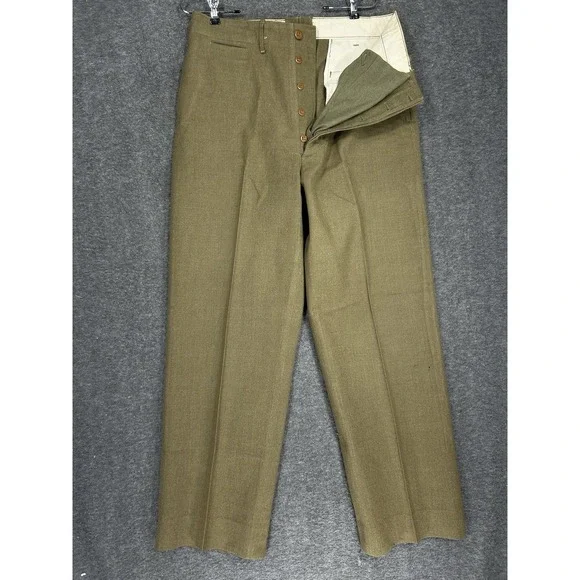 Vintage US Army M1937 Wool Trousers Pants Mens 33x33 (fits 32x31.5) OD WW2 40s