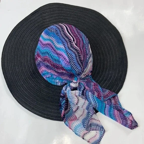 APT 9 Women's Black Summer Beach Straw Sun Hat Size OS