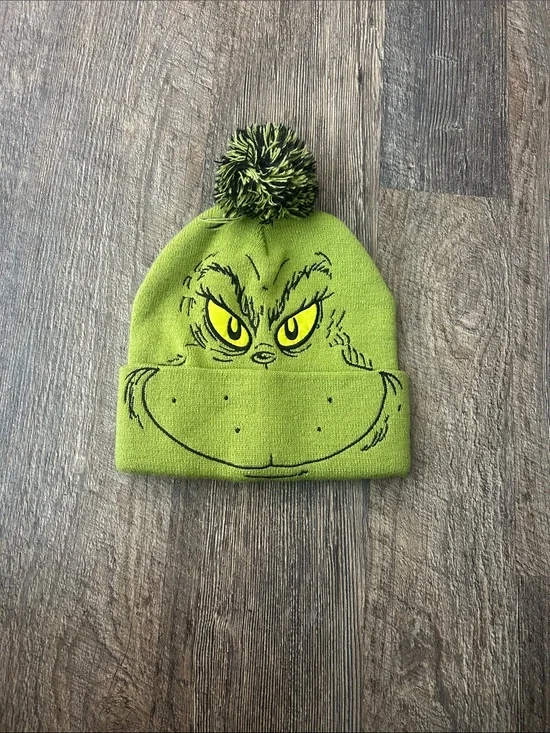 Green Grinch Pom Beanie Hat