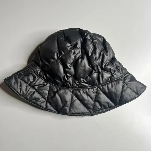 Eddie Bauer Black Quilted Puffer Bucket Hat Size S/M Insulated‎ Winter Outdoor