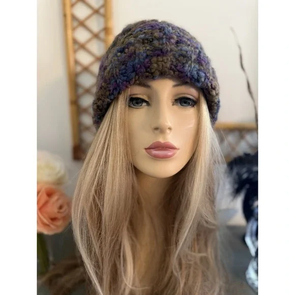 Cappellificio Fiorentino Wool‎ Blend Purple Knitted Beanie Hat Made In Italy EUC
