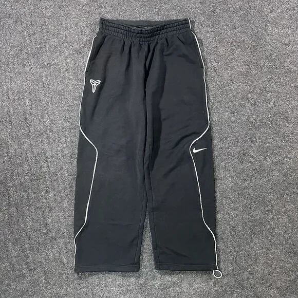 Nike Kobe Mens XL Black White Striped Sweat Pants Drawstring Cuff